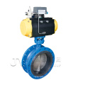 ISO9001 pneumatic stainless steel wafer butterfly valve rubber sealing flanged triple eccentric butterfly valve